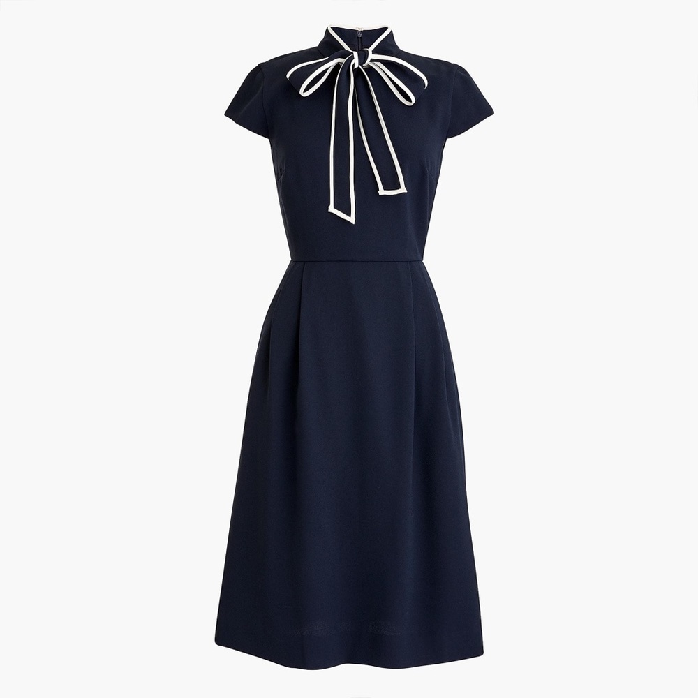 J. Crew Tie-neck dress in 365 crepe